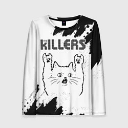 Лонгслив женский The Killers рок кот на светлом фоне, цвет: 3D-принт