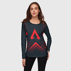 Лонгслив женский Красный символ Apex Legends на темном фоне со стре, цвет: 3D-принт — фото 2
