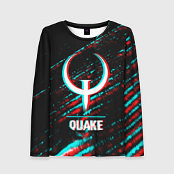 Лонгслив женский Quake в стиле glitch и баги графики на темном фоне, цвет: 3D-принт