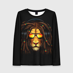 Лонгслив женский Лев в наушниках с дредами, цвет: 3D-принт