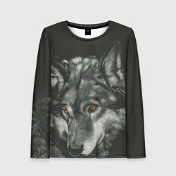 Лонгслив женский Серый мудрый волк, цвет: 3D-принт