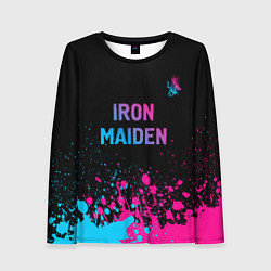 Лонгслив женский Iron Maiden - neon gradient: символ сверху, цвет: 3D-принт