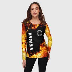 Лонгслив женский Nirvana и пылающий огонь, цвет: 3D-принт — фото 2