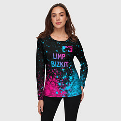 Лонгслив женский Limp Bizkit - neon gradient: символ сверху, цвет: 3D-принт — фото 2