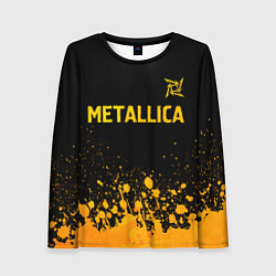 Лонгслив женский Metallica - gold gradient: символ сверху, цвет: 3D-принт