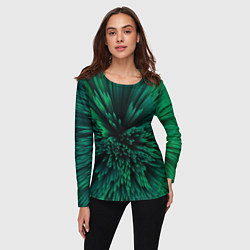 Лонгслив женский Объёмные острые зелёные фигуры, цвет: 3D-принт — фото 2