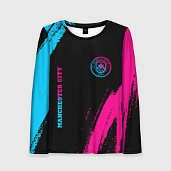 Женский лонгслив Manchester City - neon gradient: надпись, символ