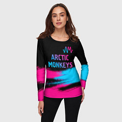 Лонгслив женский Arctic Monkeys - neon gradient: символ сверху, цвет: 3D-принт — фото 2