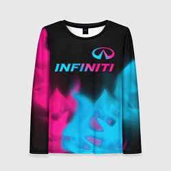 Лонгслив женский Infiniti - neon gradient: символ сверху, цвет: 3D-принт