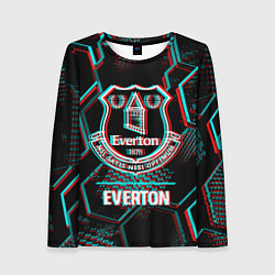 Лонгслив женский Everton FC в стиле glitch на темном фоне, цвет: 3D-принт