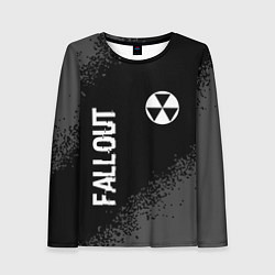 Лонгслив женский Fallout glitch на темном фоне: надпись, символ, цвет: 3D-принт