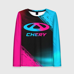 Лонгслив женский Chery - neon gradient, цвет: 3D-принт