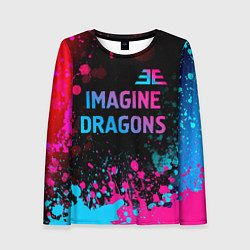Лонгслив женский Imagine Dragons - neon gradient: символ сверху, цвет: 3D-принт