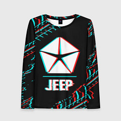Лонгслив женский Значок Jeep в стиле glitch на темном фоне, цвет: 3D-принт