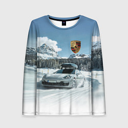 Лонгслив женский Porsche on a mountain winter road, цвет: 3D-принт