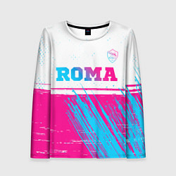 Лонгслив женский Roma neon gradient style: символ сверху, цвет: 3D-принт