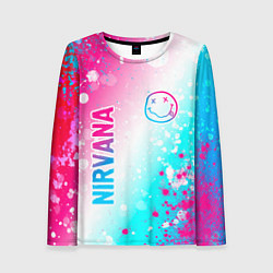 Женский лонгслив Nirvana neon gradient style: надпись, символ