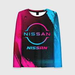 Лонгслив женский Nissan - neon gradient, цвет: 3D-принт