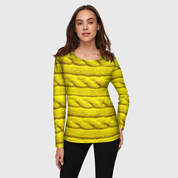 Лонгслив женский Жёлтый свитер - Осень-Зима 2028, цвет: 3D-принт — фото 2