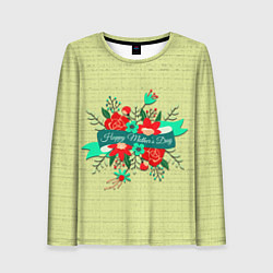 Лонгслив женский Happy Mothers Day - букет, цвет: 3D-принт