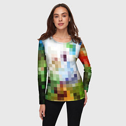 Лонгслив женский Пиксельная абстракция, цвет: 3D-принт — фото 2