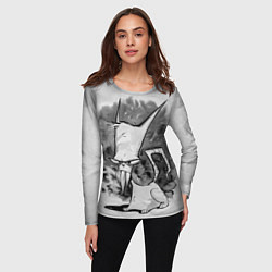 Лонгслив женский Кот зловред - червяк джим, цвет: 3D-принт — фото 2