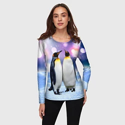Лонгслив женский Пингвины на снегу, цвет: 3D-принт — фото 2
