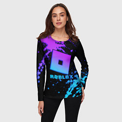 Лонгслив женский Roblox logo neon gradient, цвет: 3D-принт — фото 2