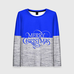 Лонгслив женский Merry Christmas синий, цвет: 3D-принт