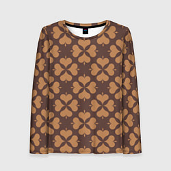 Женский лонгслив Четырехлистный клевер коричневый