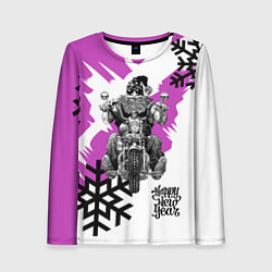 Женский лонгслив New Year: Santa Biker