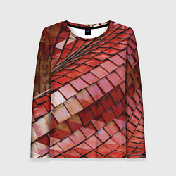 Лонгслив женский Красный паттерн из металлических блоков, цвет: 3D-принт