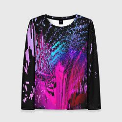 Лонгслив женский Абстрактное множество розовых, фиолетовых и синих, цвет: 3D-принт