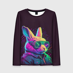 Лонгслив женский Модный кролик в очках, цвет: 3D-принт