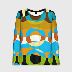 Женский лонгслив Разноцветный абстрактный волнообразный паттерн с к