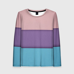 Лонгслив женский Трёхцветный паттерн - розовый, фиолетовый и синий, цвет: 3D-принт