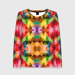 Лонгслив женский Разноцветный мозаичный пиксельный узор, цвет: 3D-принт