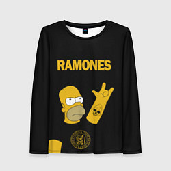 Лонгслив женский Ramones Гомер Симпсон рокер, цвет: 3D-принт