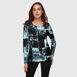 Лонгслив женский Голубой, чёрный и белый абстракт, цвет: 3D-принт — фото 2