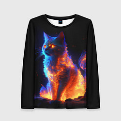 Лонгслив женский Огненная кошка, цвет: 3D-принт