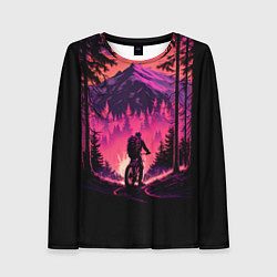 Лонгслив женский Велопрогулка на закате, цвет: 3D-принт