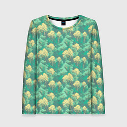 Лонгслив женский Камуфляж деревья двуцветный, цвет: 3D-принт