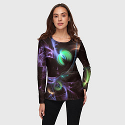 Лонгслив женский Магические фиолетовые волны и цветные космические, цвет: 3D-принт — фото 2