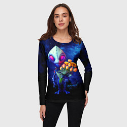 Лонгслив женский Инопланетянин с букетом цветов, цвет: 3D-принт — фото 2