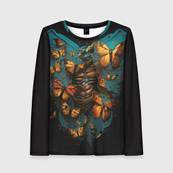 Лонгслив женский Бабочки в груди, цвет: 3D-принт