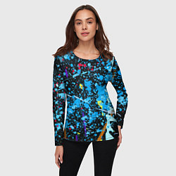 Лонгслив женский Брызги краски на холсте, цвет: 3D-принт — фото 2