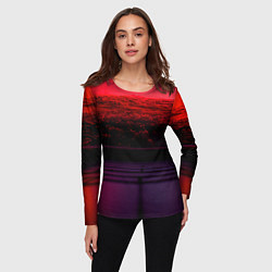 Лонгслив женский Пурпурный закат-арт, цвет: 3D-принт — фото 2