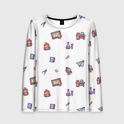 Лонгслив женский Паттерн - школа, цвет: 3D-принт