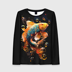 Лонгслив женский Золотая рыбка с изумрудной чешуей, цвет: 3D-принт