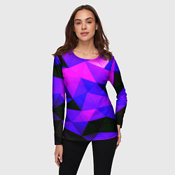 Лонгслив женский Неоновые треугольники, цвет: 3D-принт — фото 2